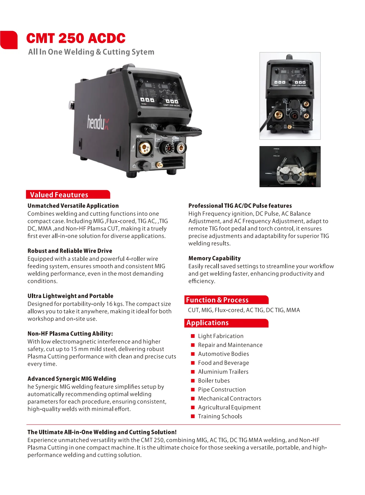 CMT 250 ACDC Product Catalogue - page 2 of 4