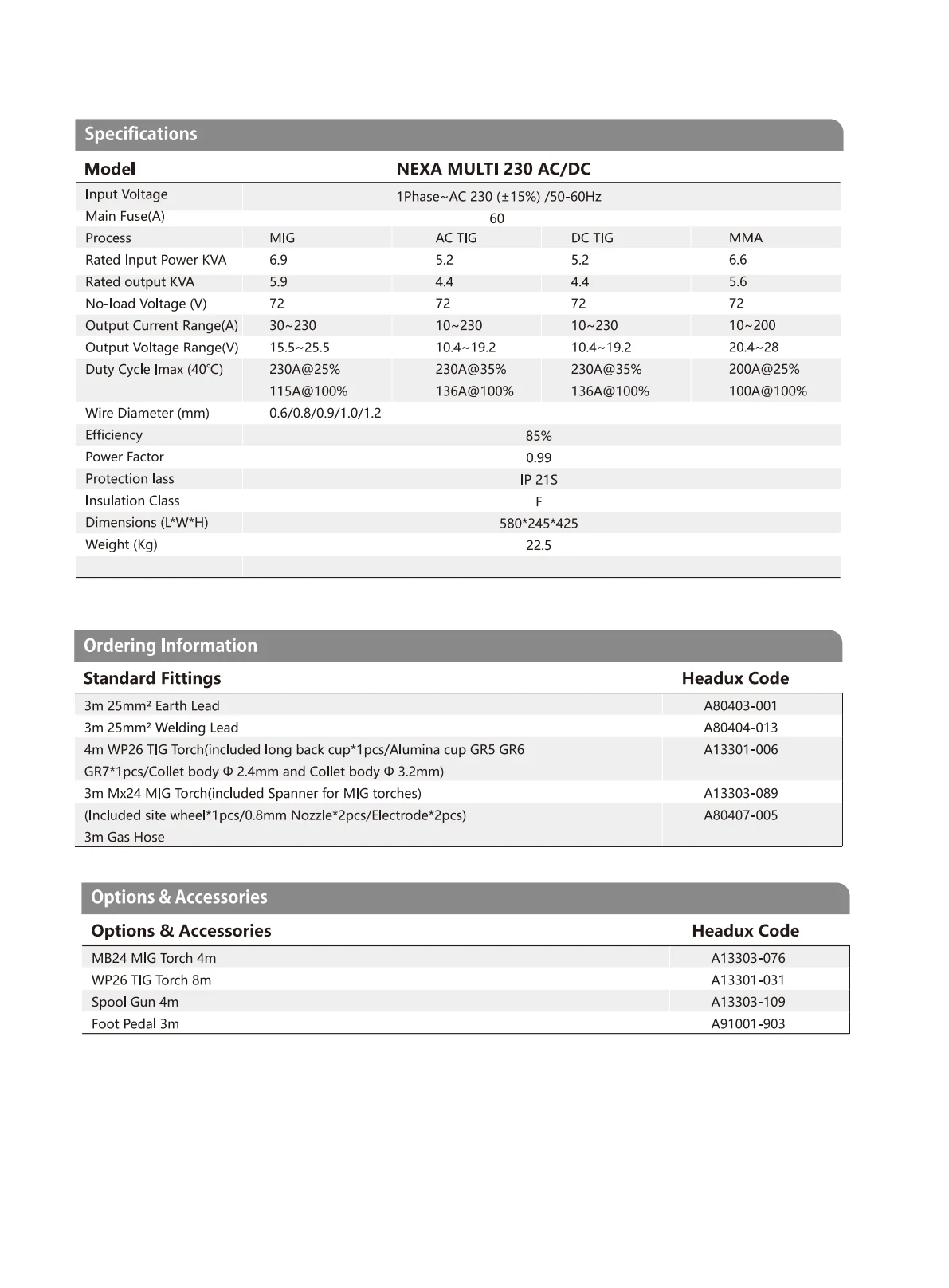 HEADUX NEXA Series Product Catalogue - page 8 of 8