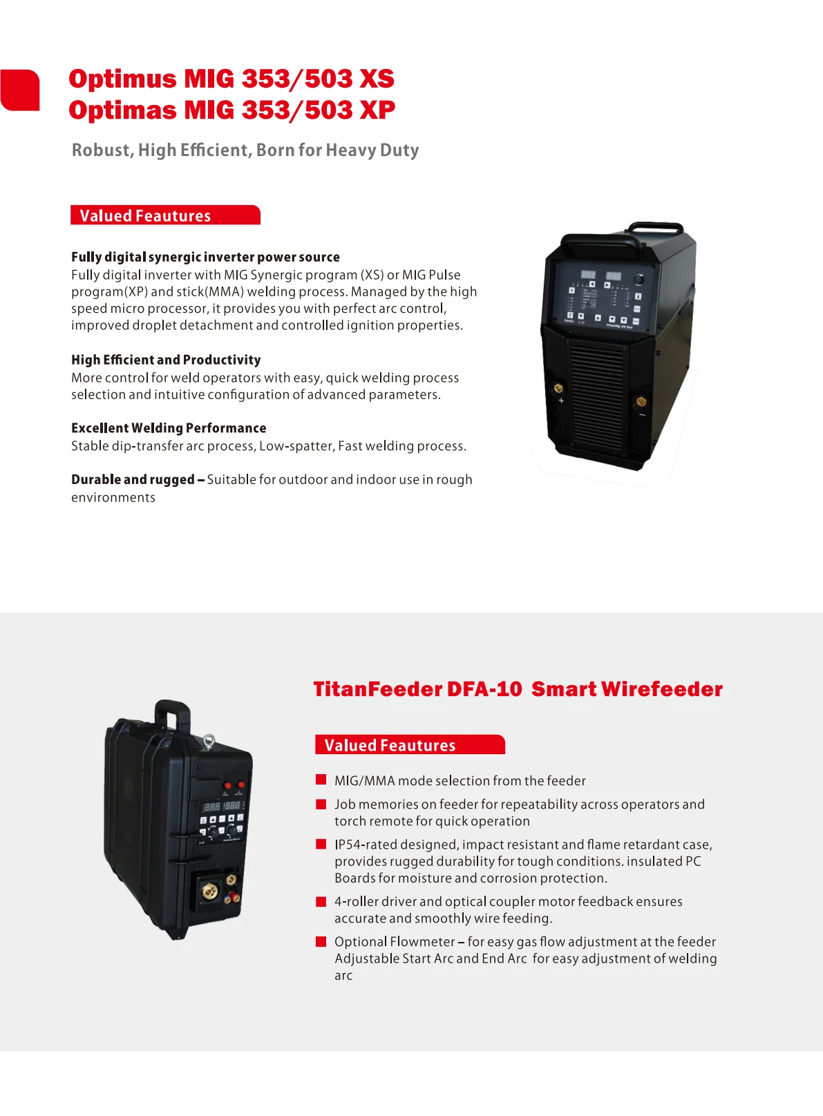 Optimus MIG 353/503 XS & XP Product Catalogue - page 2 of 4
